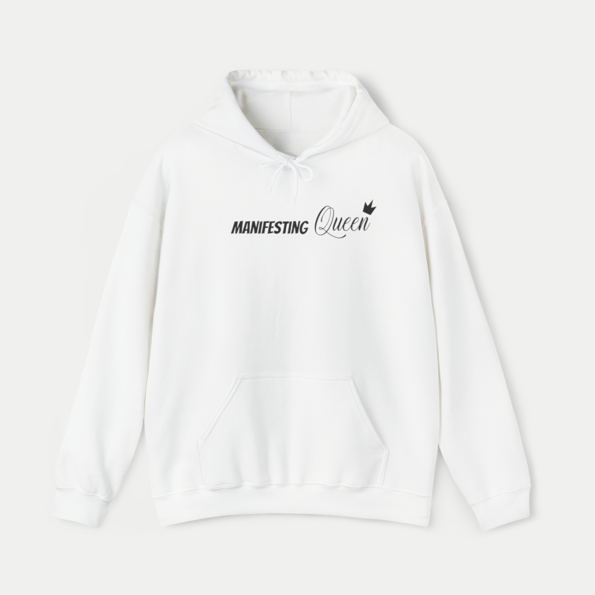 Manifesting Queen: Attract Your Desires Hooded Sweatshirt Color White Image Front